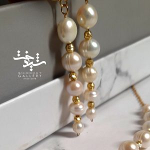 گردنبند مروارید طبیعی و گوشواره مرواریدی